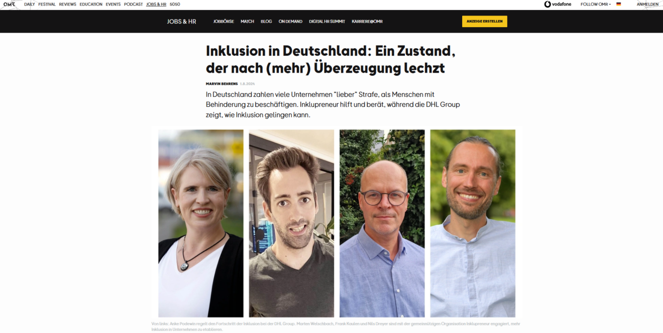 Screenshot OMR Website Artikel Inklusion in Deutschland